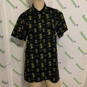 Retro Rifle Button Down Shirt No Mercy Cobra Kai Karate Kid Strike First Mens S